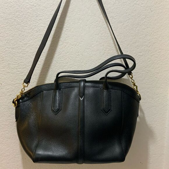 J. Crew Pebbled Leather Tartine Satchel black Trapeze - Picture 8 of 15
